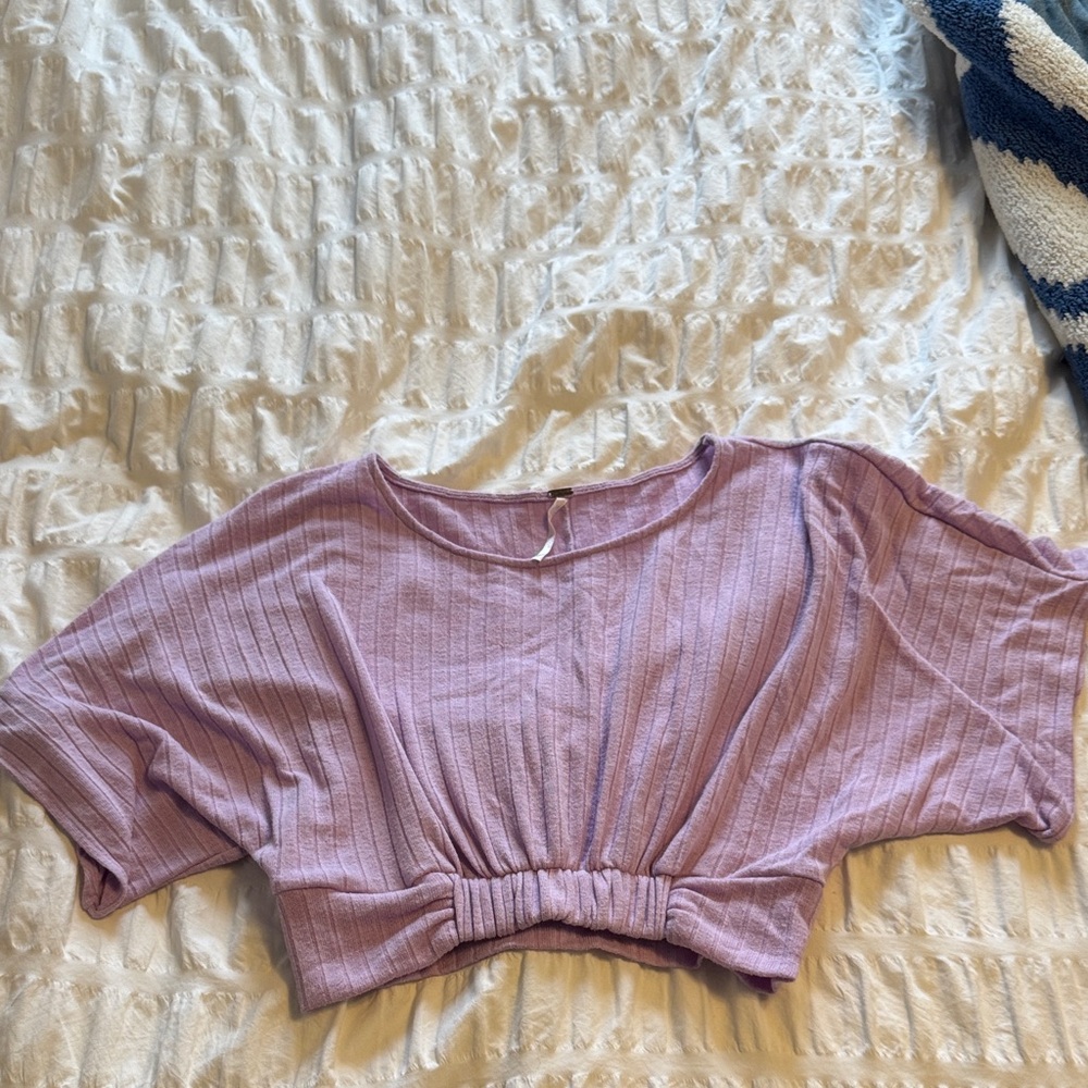 Free People Lavender Ribbed Crop Top